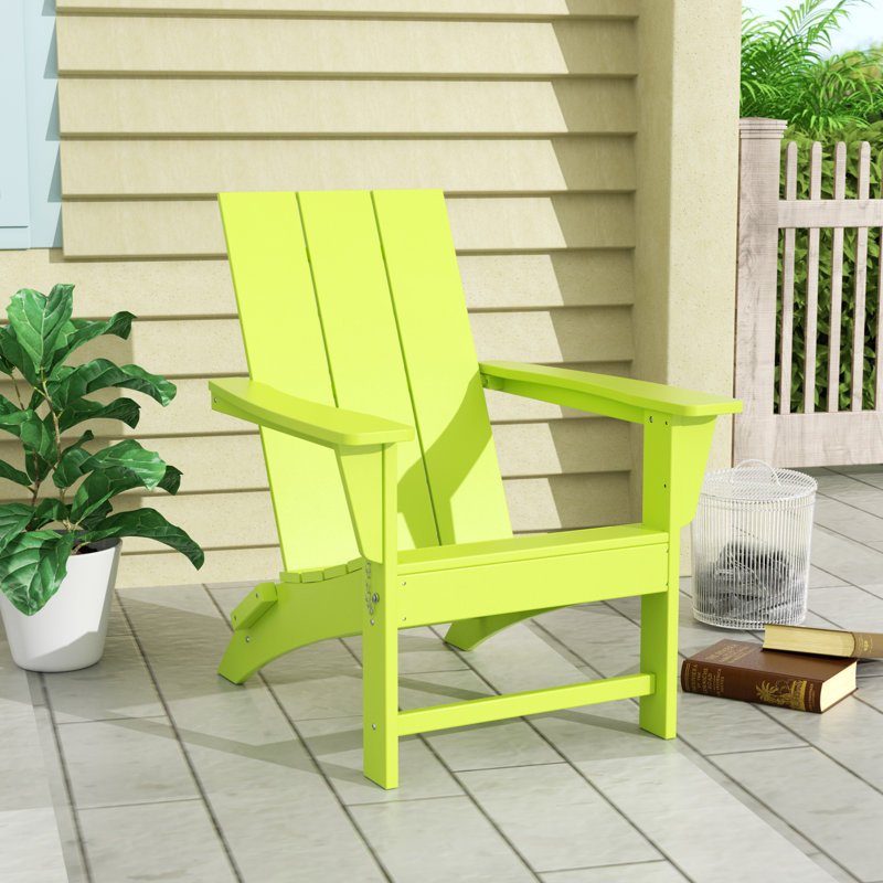 Joubert HDPE Plastic Folding Adirondack Chair, Lime