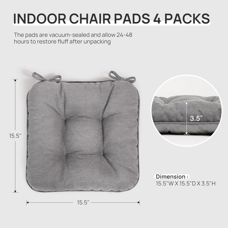 Memory Foam Chair Cushions Set Of 4, Outdoor/Indoor Chair Pads For Dining Chairs 4 Pack, Seat Cushions For Kitchen, Dining Room, Office, Patio Chairs