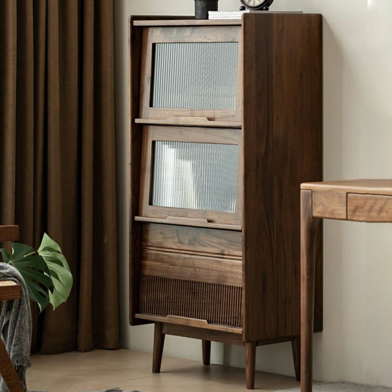 Nut-brown Solid Wood + Glass Display Cases