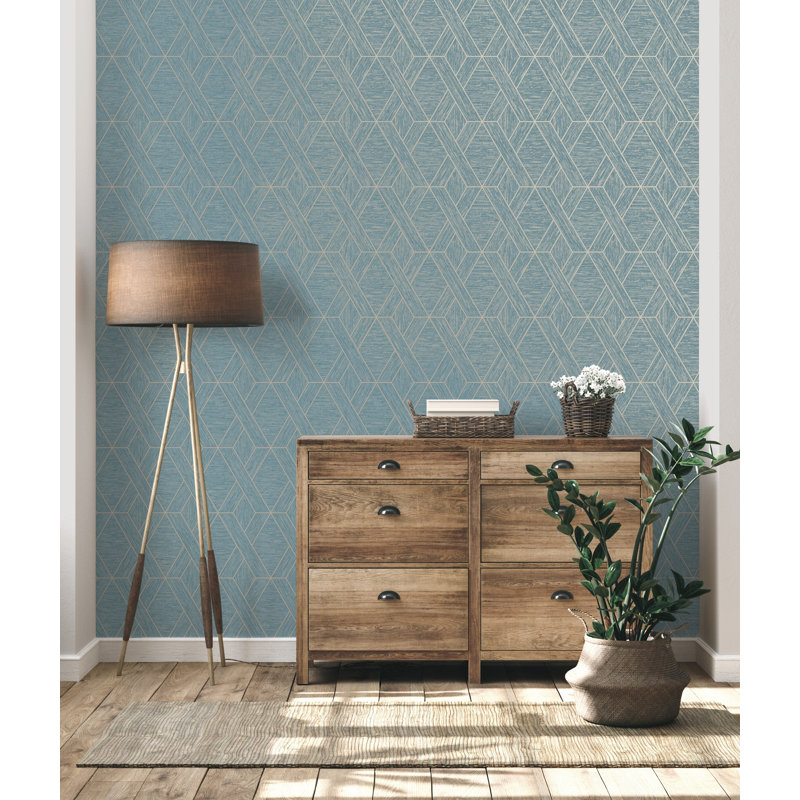 Miya Geo Textured Wallpaper, Teal