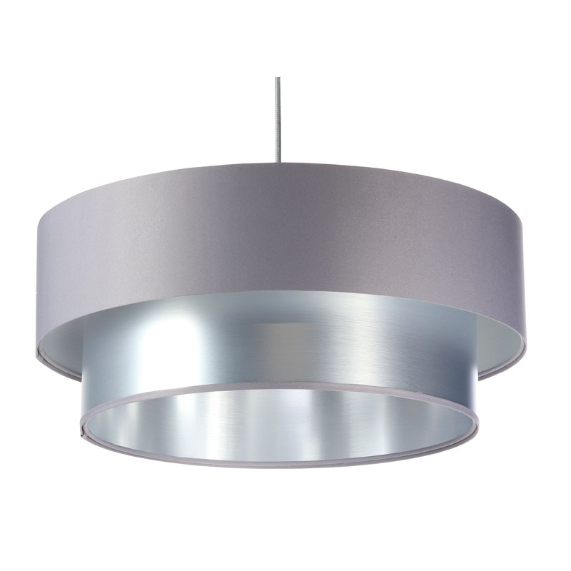 Braeville 1 - Light Silver Drum Pendant, 107cm H x 50cm W x 50cm D, Silver