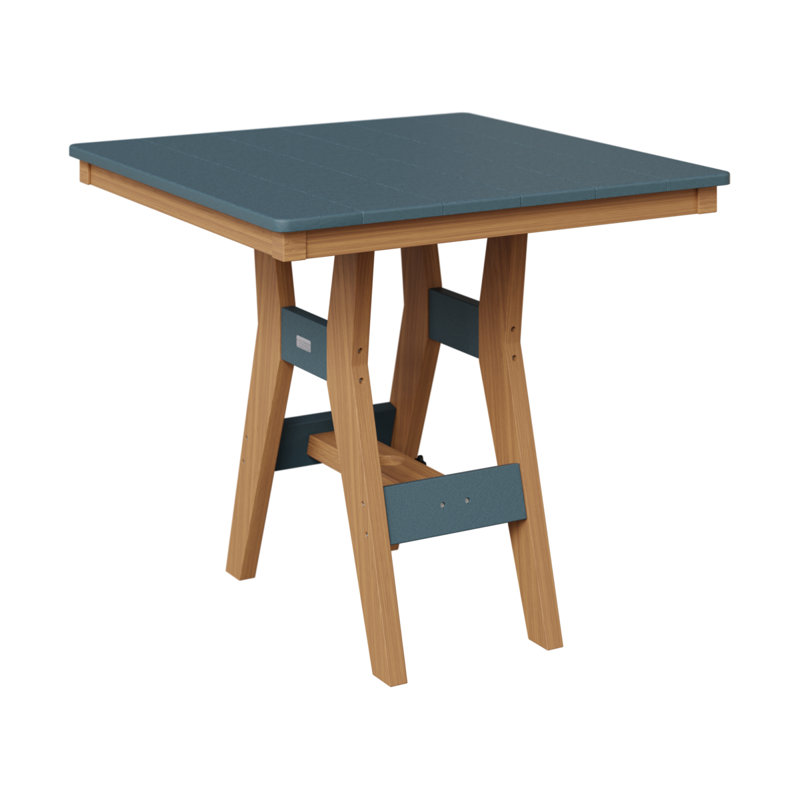 Harbor Outdoor Square Dining Table, Slate, 30.37" H x 33" W x 33" D, Natural Teak
