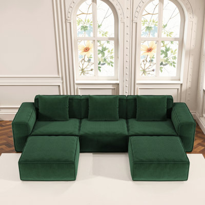 118 pouces convertible en grand espace de détente, velours de velours côtelé doux, combiné avec des repose-pieds, mousse haute pour le soutien, peut accueillir 5 personnes, pas d'effondrement, conversion de lit dans des zones très calmes,