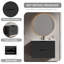 Base de meuble-lavabo mural simple flottant 30 po avec façades de tiroir cannelées en gris moderne (lavabo non inclus)