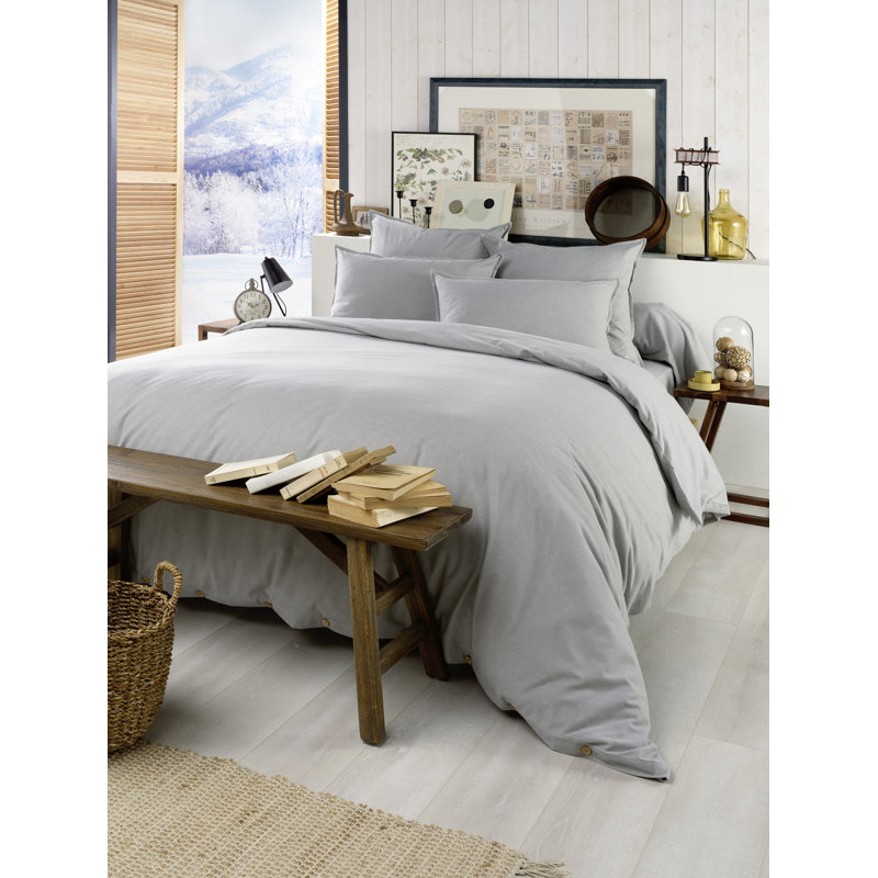Knighten Cotton Solid Colour Duvet Cover, 220 x 240cm Duvet Cover, Light Grey
