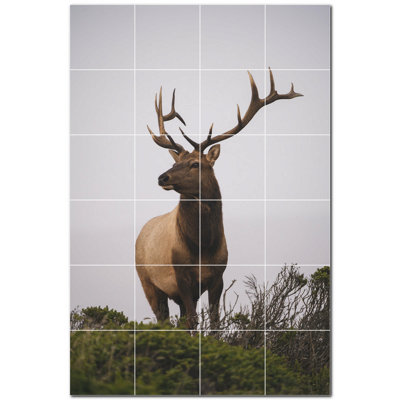Murale décorative en céramique cerf de 4,25 po x 4,25 po