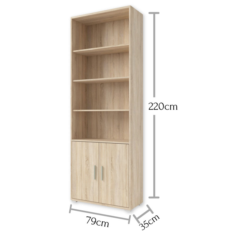 OFFICE LINE 220cm H x 79cm W Engineered Wood Standard Shelf Bookcase, Sonoma Oak