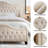 Upholstered Polyester Tufted Button Adjustable Height Headboard with Footboard-1381216255-1381216002