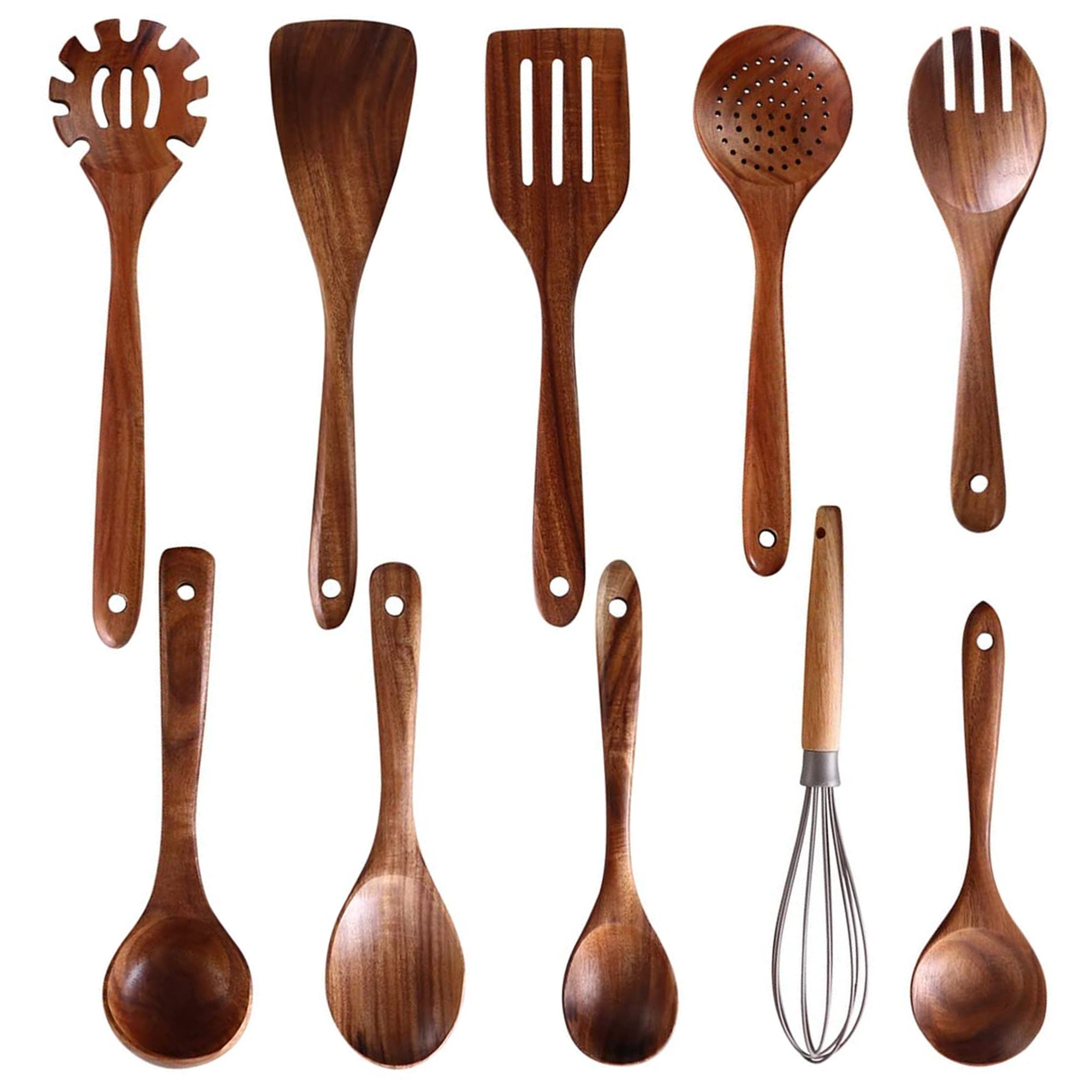 TAYANUC 5-Pieces Wooden Cooking Spoons Kitchen Utensil Set