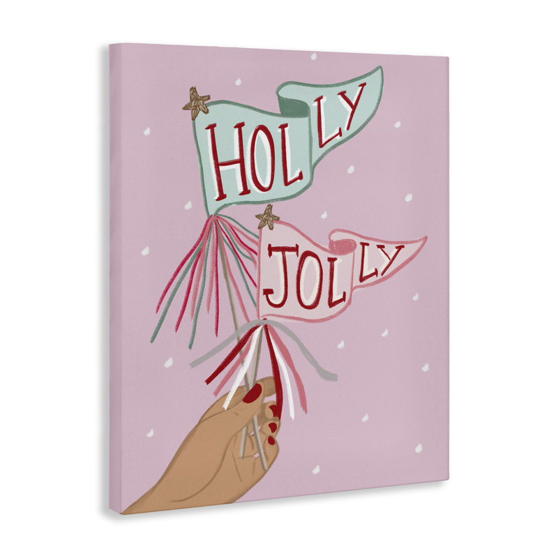Toile Holly Jolly Festive Flags, conception de Chen Alyesh, H 40 po x l 30 po