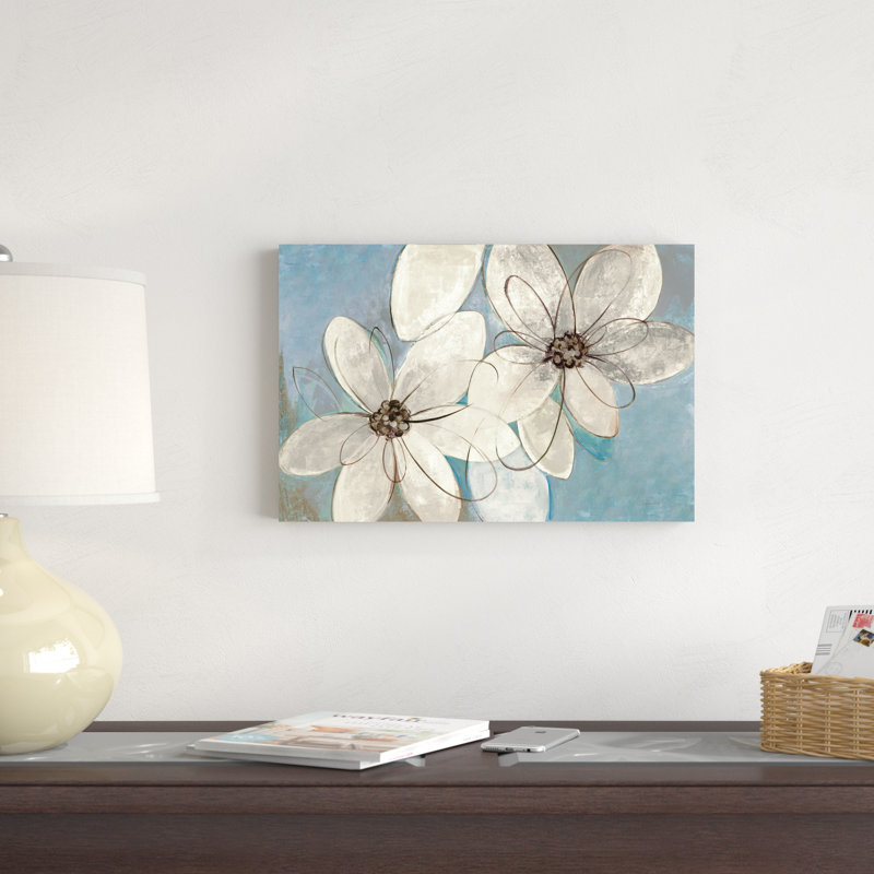 Bleu et floral neutre, H 12 po x l 18 po x P 1,25 po