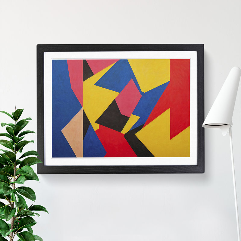 XH1022-8677X Suprematism Art Abstract Vol.1 1 Piece Single Picture Frame Painting, 46cm H x 64cm W x 2cm D, Black