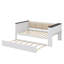 Lit de jour simple avec tablettes de rangement, dossier rembourré, port USB et lit gigogne-319263544