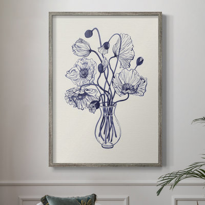 Reproduction encadrée marine coquelicots II - bois massif