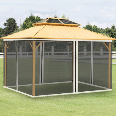 Gazebo Patio Screen Replacement, 10' X 13', Cream, Impressive Cream Mesh Sidewall Netting, 10'X13', , Gorgeous