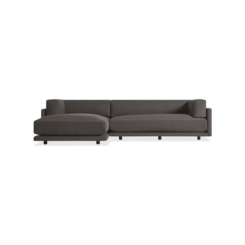 Sunday Chaise Sectional, Kelso Charcoal 100% Polyester, Left Hand Facing