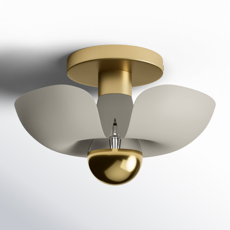 Arth Semi Flush Mount, Satin Brass/Silver Gold