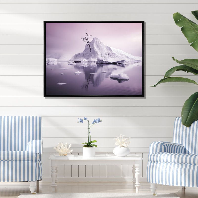 " Pink Purple Iceberg Arctic Elegance ", Cadre flottant noir, H 12 po x l 20 po x P 1 po