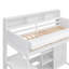 Lit mezzanine simple en bois avec plusieurs tablettes de rangement et garde-robe, blanc