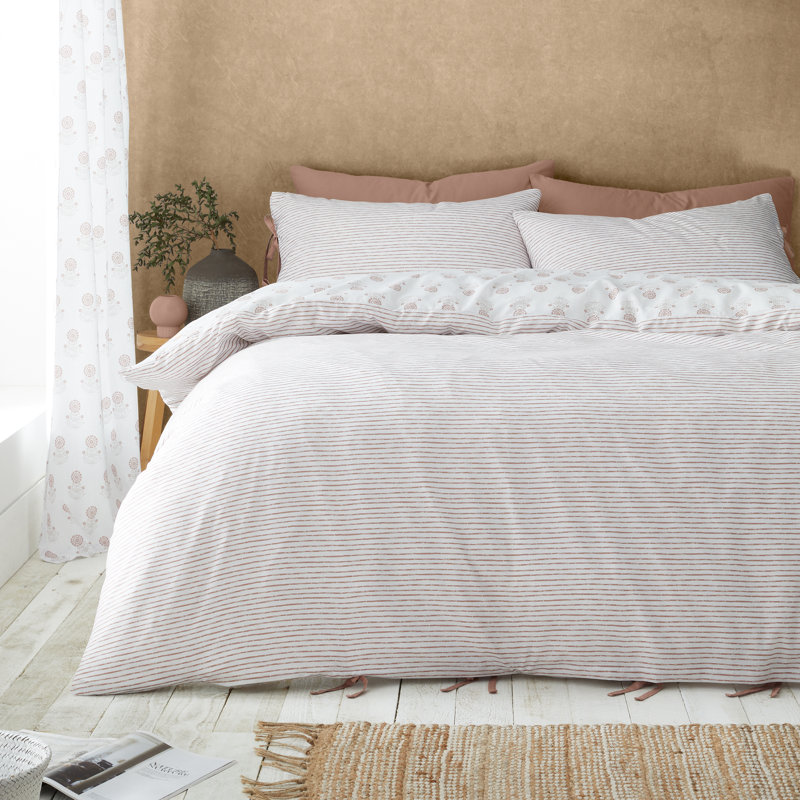 Woodblock Floral So Soft Duvet Cover Set Polyester Floral Duvet Cover Set with Pillowcases