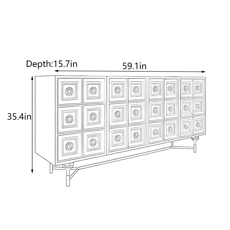 Armoire de hall d'entrée italienne de luxe, H 35,4 po x l 59,1 po x P 15,7 po , Noir