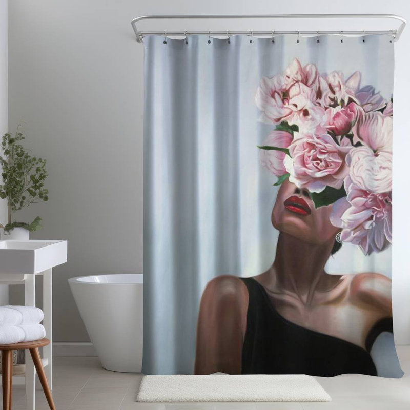 Shower Curtain FI87 – Polyester Shower Curtain, Dye Sublimation Print, 71" W × 74" L