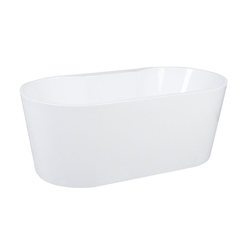 Kingston Brass Aqua Eden 66-5/16-Inch Acrylic Oval Double Ended Freestanding Tub with Drain
