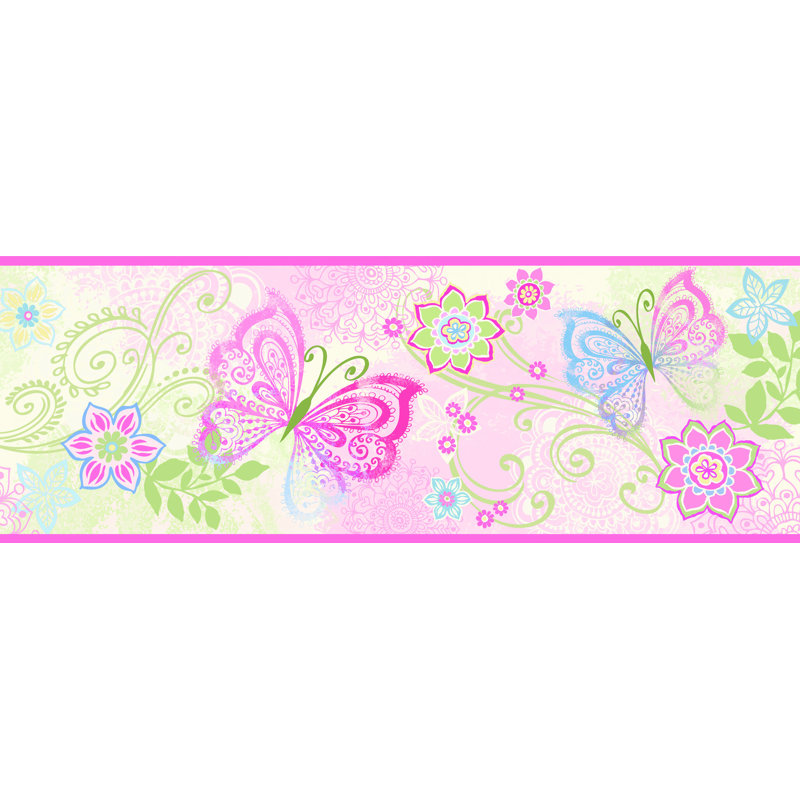 Papier peint à bordure florale 15 pi x 6,5 po Melnick, Rose