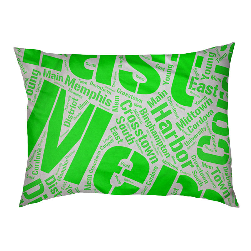 Coussin de chien « districts », Grand (l 40 po x P 30 po x H 14 po), Vert, Memphis