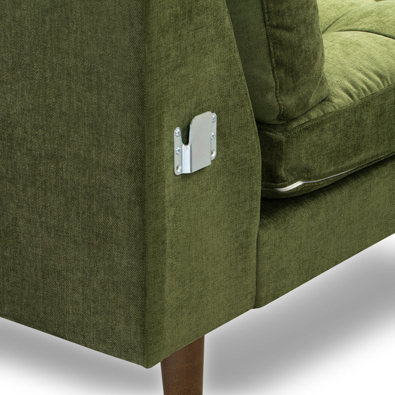 Napa 104.5" Velvet Sectional Sofa, Distressed Green Velvet, Right Hand Facing