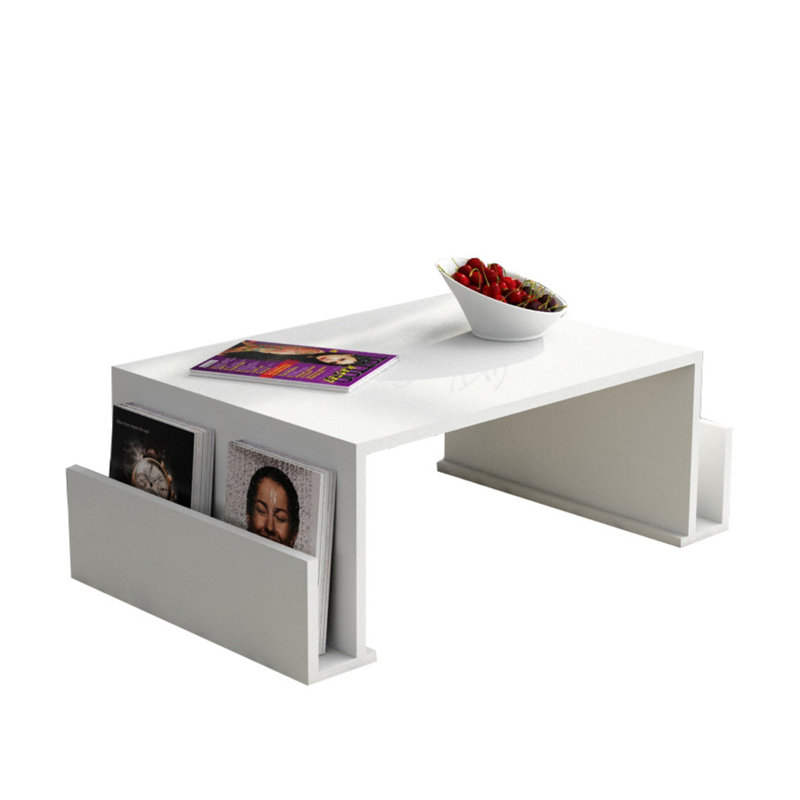 Table basse avec rangement Carrine, Blanc