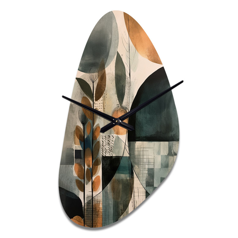 Horloge artistique verte et brune, impression artistique, Grand