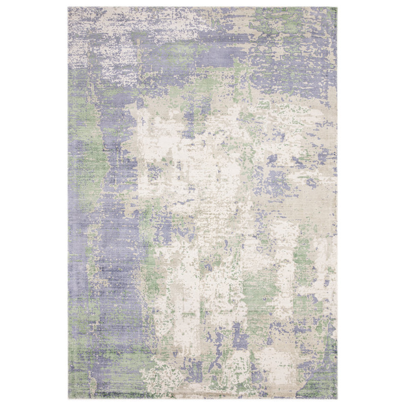 Midhurst Hand Woven Silky Green/Grey Area Rug, Rectangle 160 x 230cm