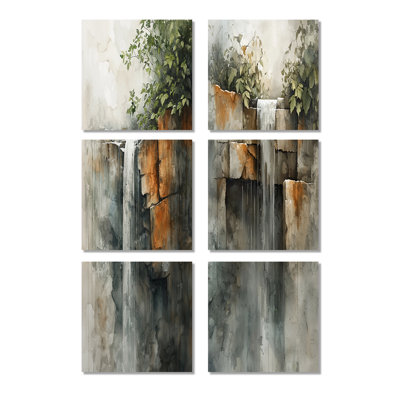 Waterfall Oasis - Waterfall, ensemble de 6 reproductions d'art sur toile