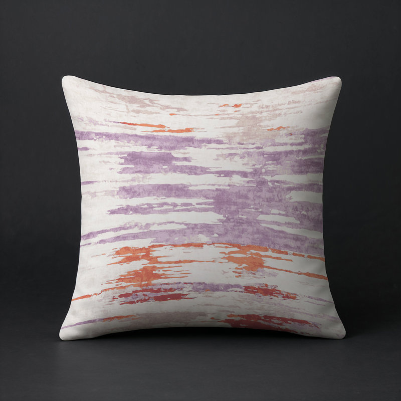 Coussin décoratif intérieur / extérieur gris Modern Modern, Carré 16 po, Rose / orange / mauve abstrait