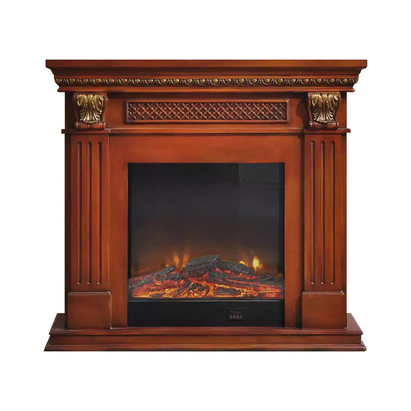 Walnut Solid Wood Electric Fireplace