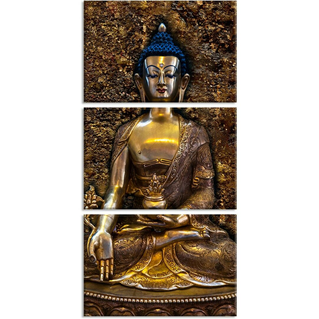 3-tlg. Leinwandbilder-Set Der Schatz des Buddhismus