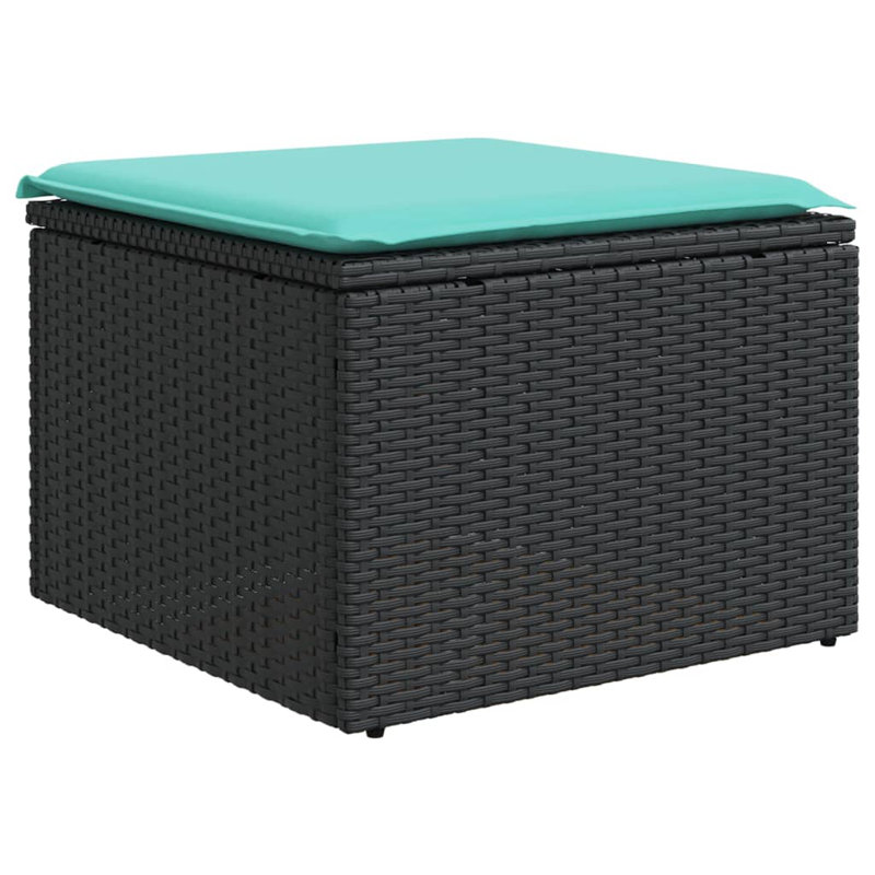 Tabouret de patio avec coussin 21,7 po x 21,7 po x 14,6 po Ebern Designs, Bleu, Noir