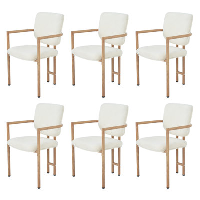 Boucle Upholstered Metal Armchair in Beige