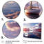 Voilier blanc, nuage rose, coucher de soleil, réflexion sur toile-666617776-707335096