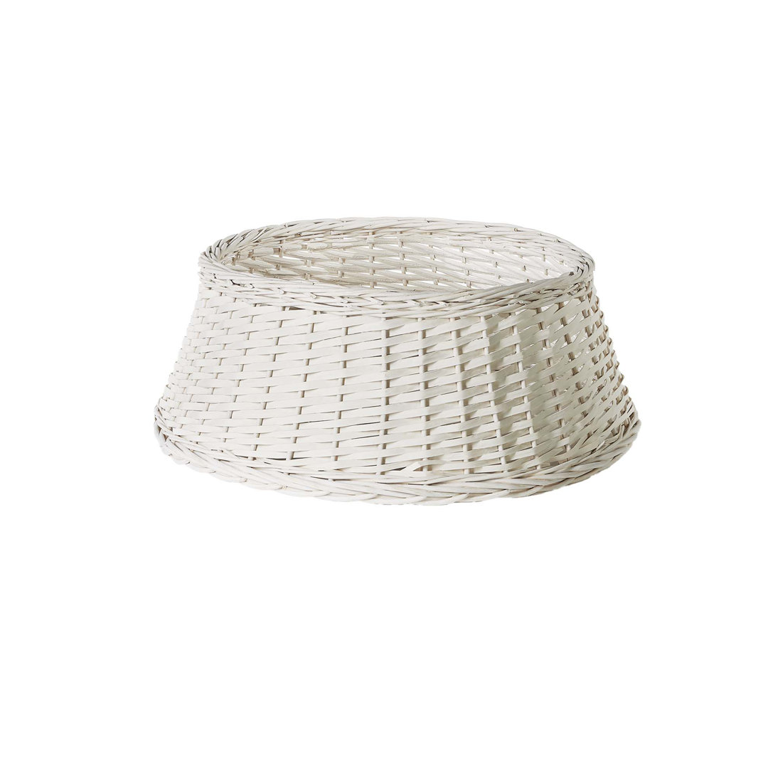 Off-white Wicker Tree Collar â 70 cm Base, Hand-Woven Rattan Christmas Tree Stand Cover