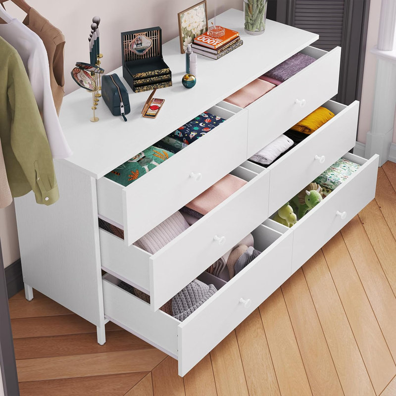 Cataleah 47.3'' W 6 - Drawer Dresser, White