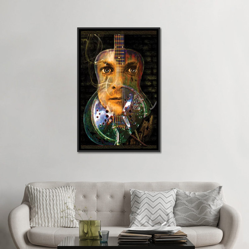 « chris whitley », reproduction d’impression sur toile, H 26 po x l 18 po x P 1,5 po, Toile avec cadre noir, Pas de tapis