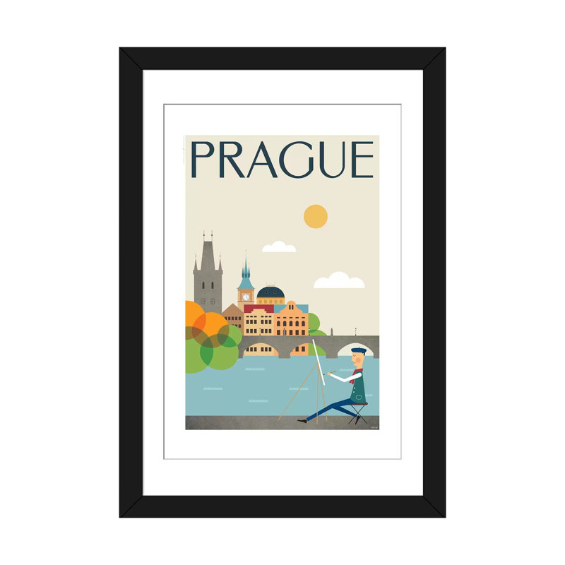 « prague », impression sur toile tendue, H 32 po x l 24 po x P 1 po, Papier d'art encadré noir