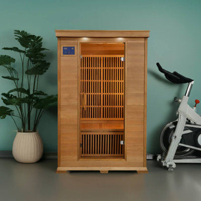 SunRay Saunas 2 - Person Bluetooth Compatible FAR Infrared Sauna in Hemlock