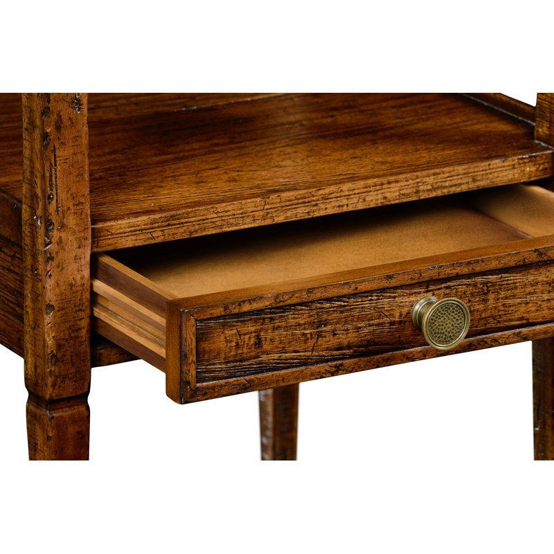 Casually Country Solid Wood End Table, Walnut Country Farmhouse