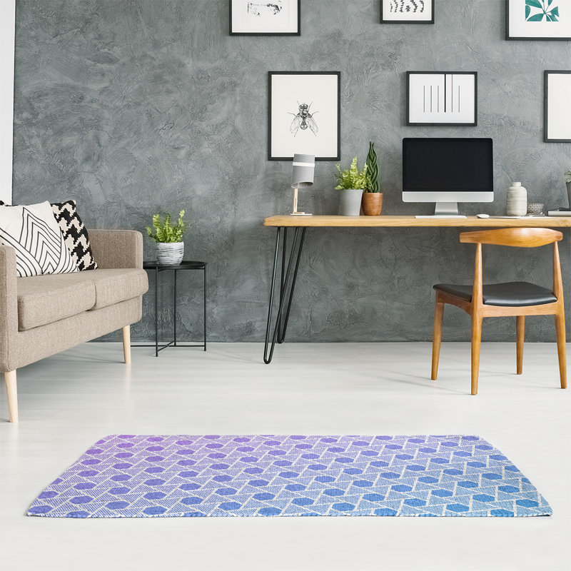 Tapis mauve à motif d'hexagones et de triangles Mcguigan, Rectangle 3 pi x 5 pi