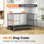 Meuble de 48 po en métal robuste avec roulettes verrouillables, cage intérieure pour chien avec plateau amovible et porte double, chenil pour chiens de grande / moyenne taille-936252854-933074098