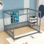 Wood Canopy Floor Bed With Guardrails-970039754-970039751