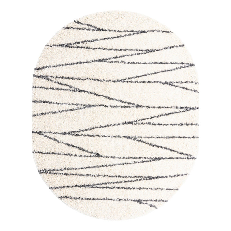 Abrahams Striped Indoor Rug, Oval 7'10" x 10'